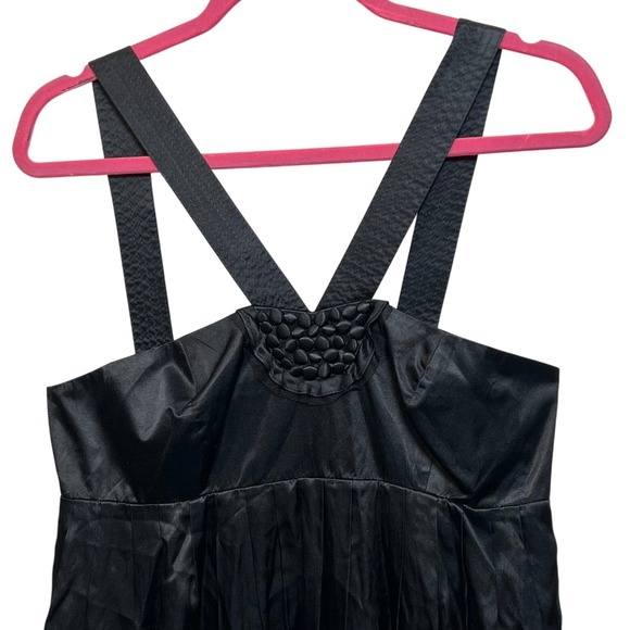 Club Monaco Black Silk Blend Satin Mini Dress Pockets Size 10 Cocktail Y2K - Picture 5 of 13